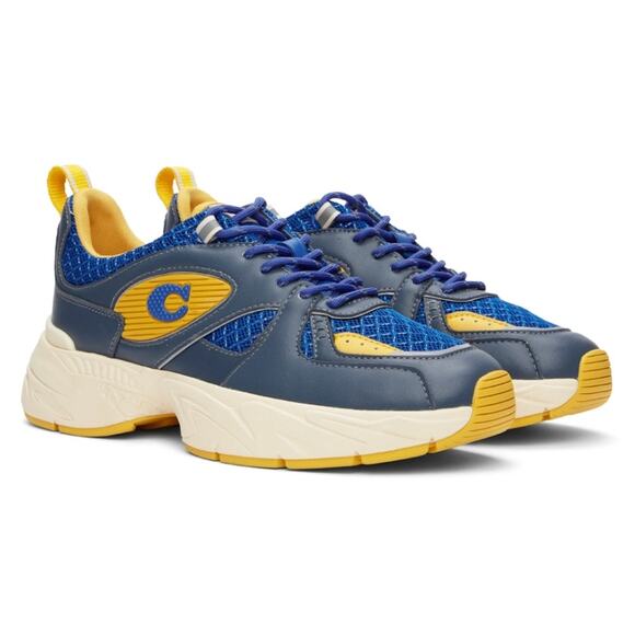 Coach Shoes - Coach Blue Leather Tech Runner Sneakers Size 8.5
